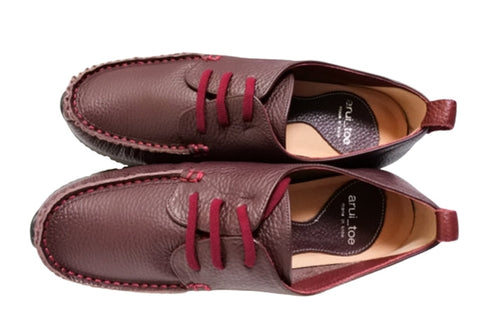 【arui_toe 3955BL ブルーレッド】本革コンフォートモカシンデッキシューズ
